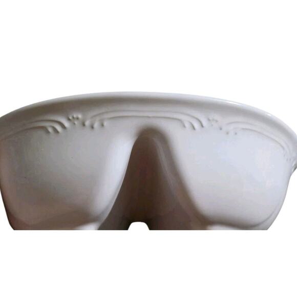 Vintage Pfaltzgraff Oval Medley White Buff Divided Vegetable Bowl 10in - Picture 4 of 5